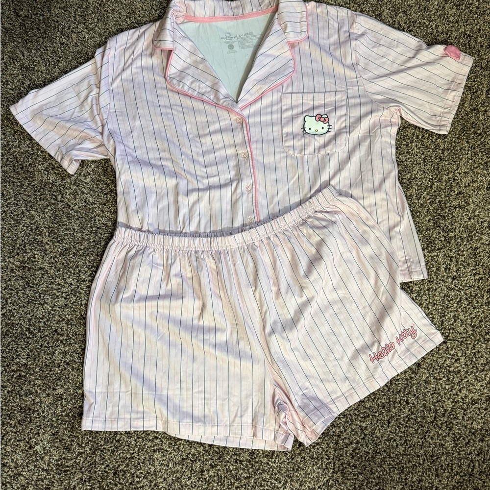 Hello Kitty Light Pink Striped Sleepwear Set
